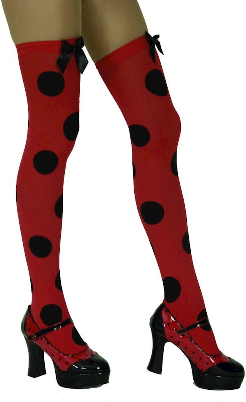 Overknees Marienkäfer rot mit schwarzen punkten Gr. one Size
