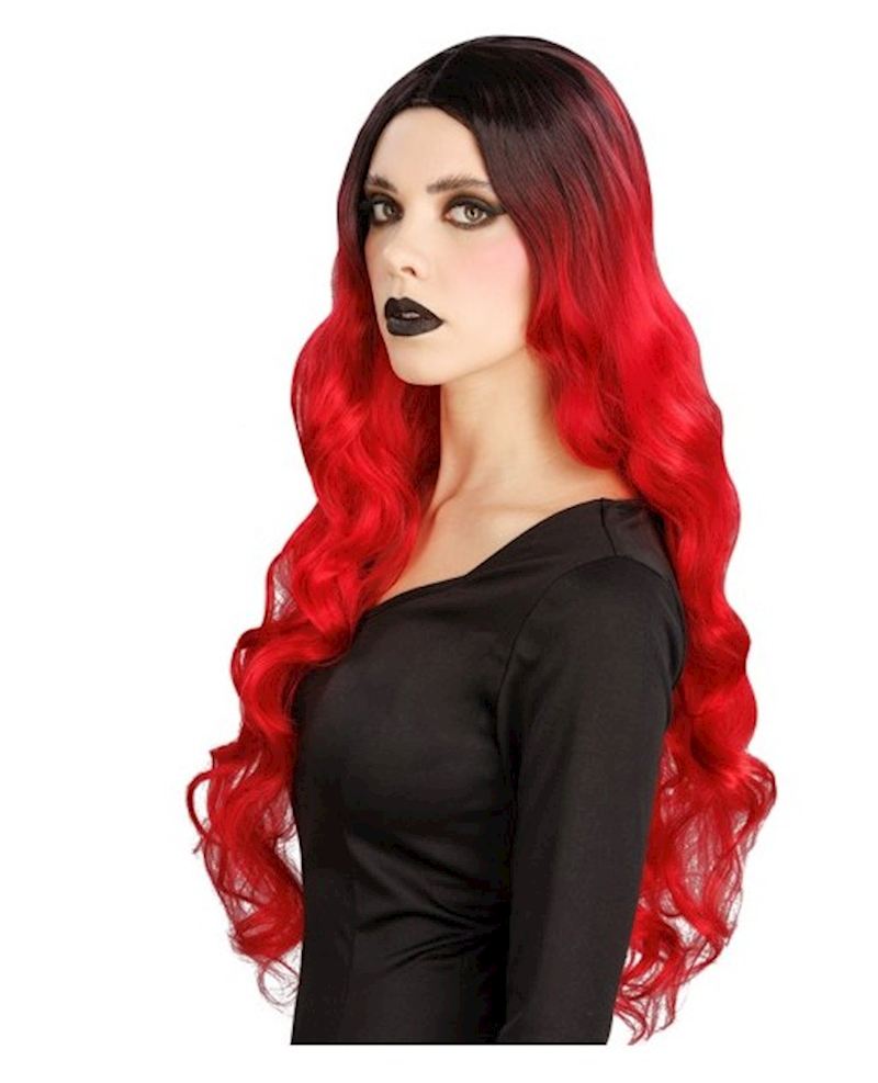 Perruque sorcière cheveux rouge long 65 cm