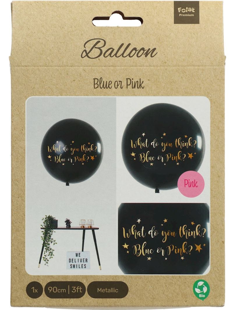 Ballon Gender Reveal 90 cm fille avec Confetti rose