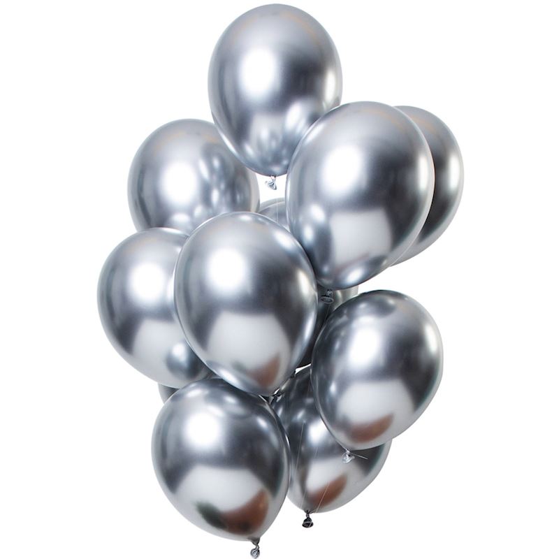Ballone Spiegel Effekt Silber 12Stk. 33 cm