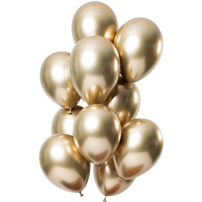 Ballone Spiegel Effekt Gold 12Stk. 33 cm