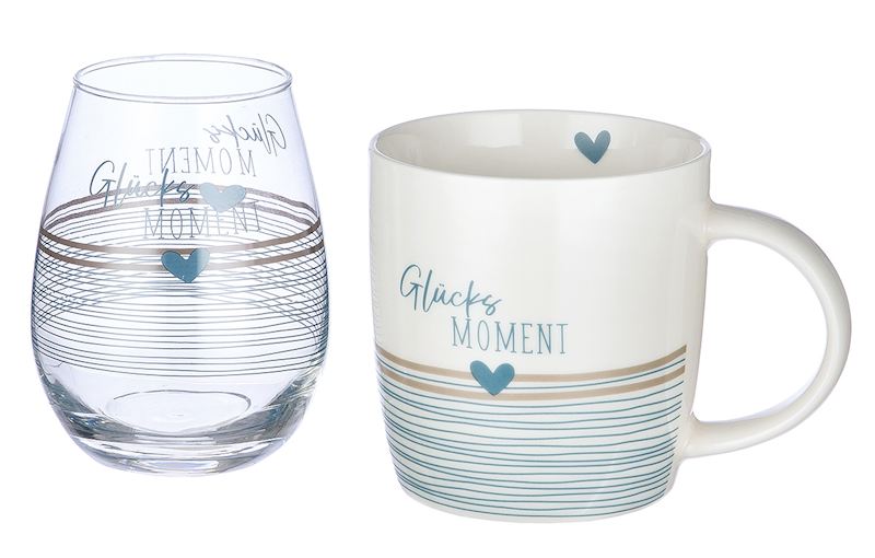 Trinkglas und Tasse Set Glücksmoment