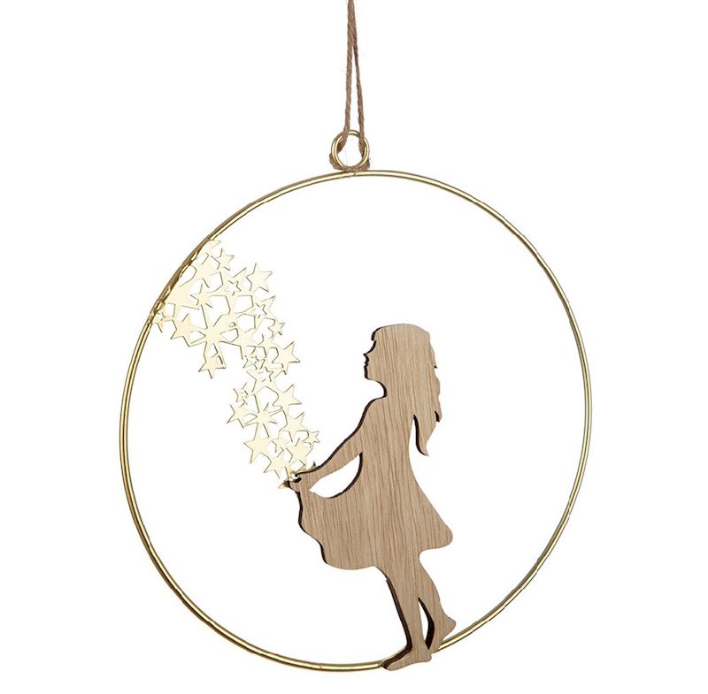Hänger rund Sternenmädchen 18 cm Holz/Metall