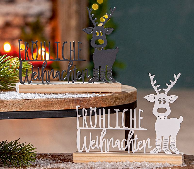 Standrelief Rentier Fröhliche Weihnachten 2 xsort.