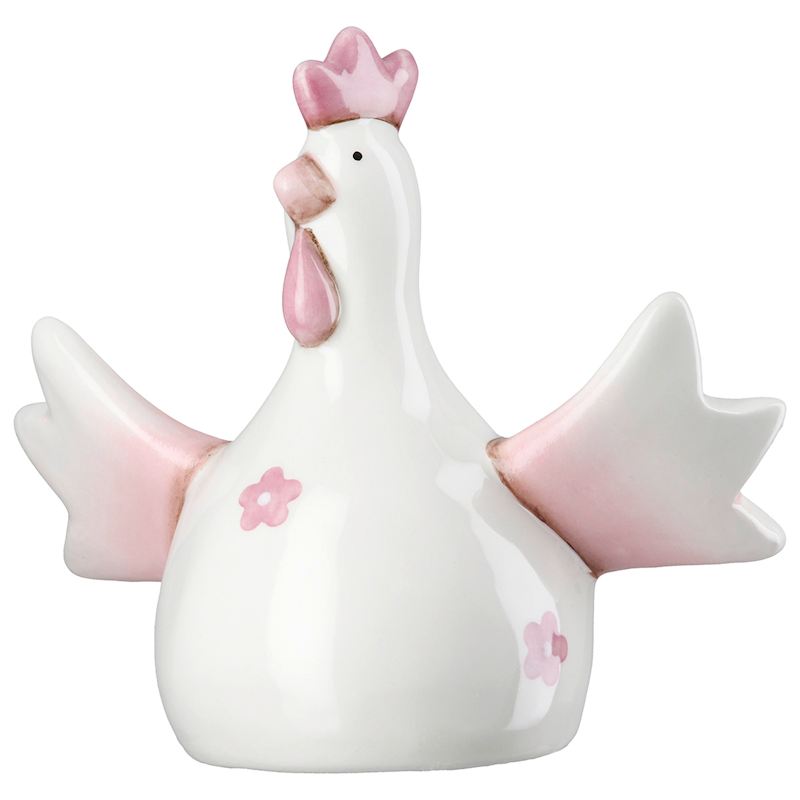 Coq en céramique avec motif floral, 6x12x10 cm