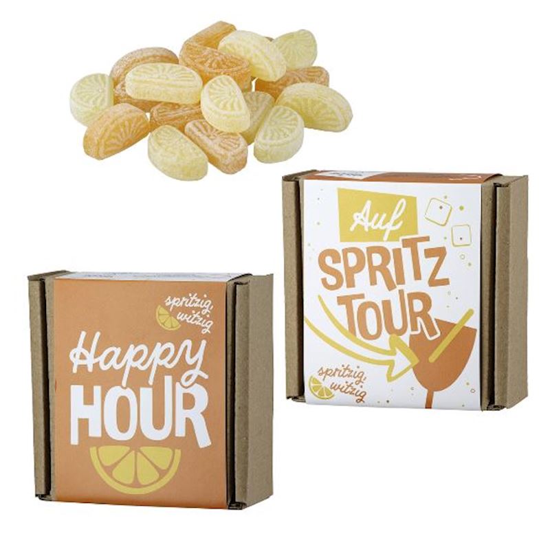 Spritzbonbons in Box Happy Hour 2 sort 10x10 cm 80 g