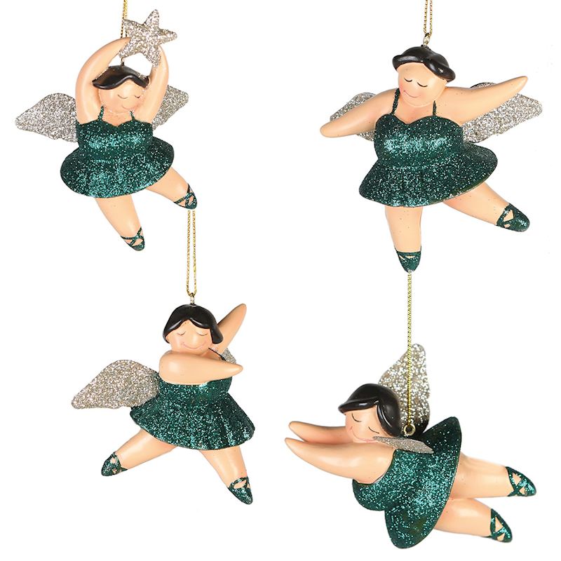 Deko Engel Betty grün 4xsort. 9 cm