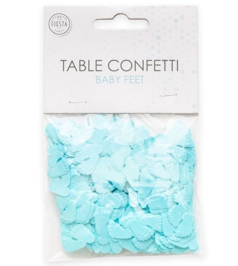 Confettis de table pieds de bébé bleus 14 g