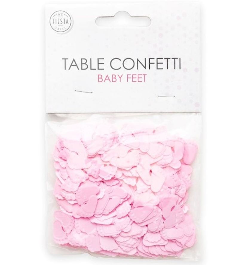 Confettis de table pieds de bébé rose 14 g