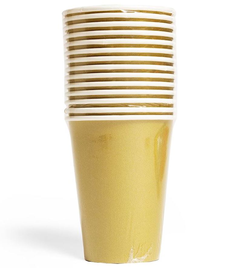 Partybecher gold 14 Stück 210 ml aus Karton