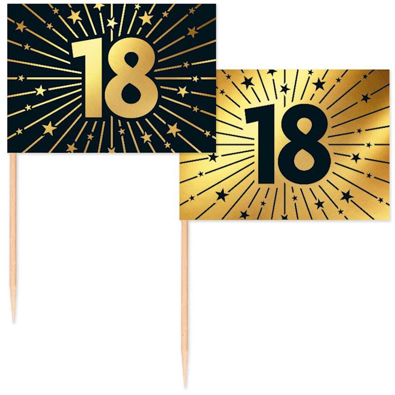 Party Picker Fahne 18, 50 Stk. Golden Celebrations