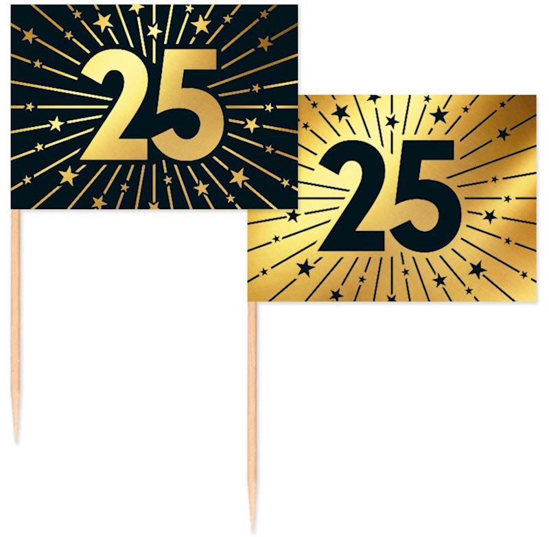 Party Picker Fahne 25, 50 Stk. Golden Celebrations