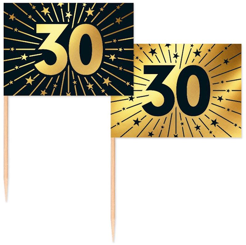 Party Picker Fahne 30, 50 Stk. Golden Celebrations