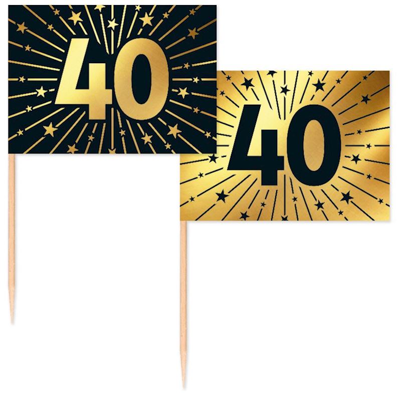 Party Picker Fahne 40, 50 Stk. Golden Celebrations