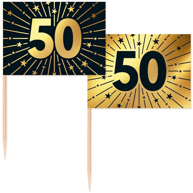 Party Picker Fahne 50, 50 Stk. Golden Celebrations