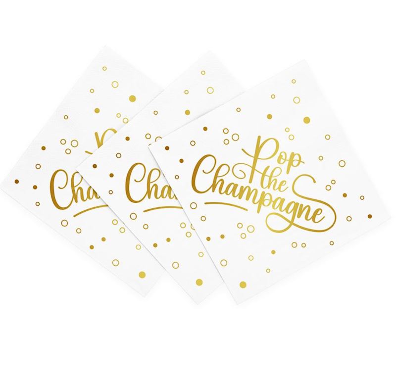 Serviettes 33x33 cm, 20 pcs Pop the Champagne