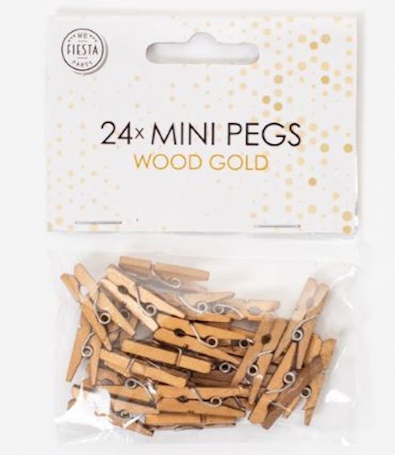 Mini Klammern aus Holz 24 Stk. gold