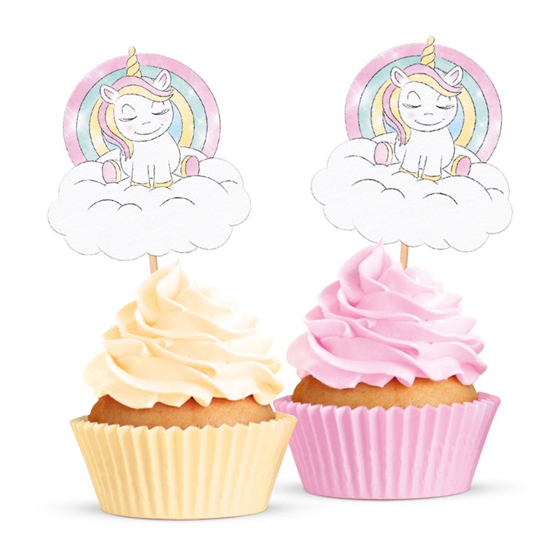 Partypicker Einhorn 12 Stk. 2-Seitig