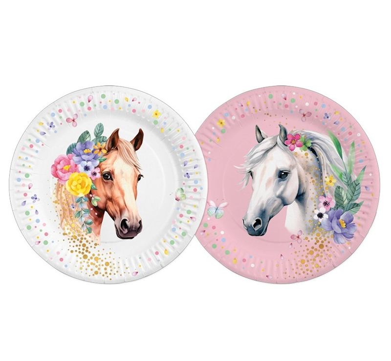Assiettes de fête chevaux 23 cm, 8 pcs