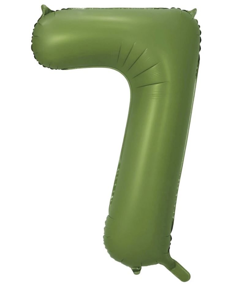 Folienballon Zahl 7 olivgrün 86 cm einzelverpackt