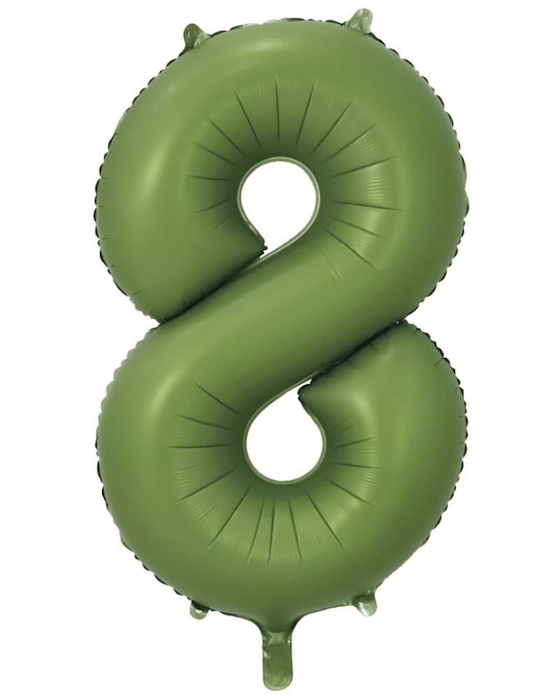 Folienballon Zahl 8 olivgrün 86 cm einzelverpackt