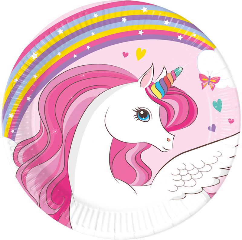 Assiettes de fête Unicorn 20 cm, 8 pcs