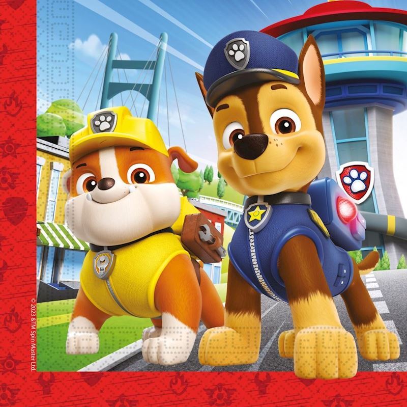 Serviettes Paw Patrol Rescue Heroes 33x33 cm, 20 pcs