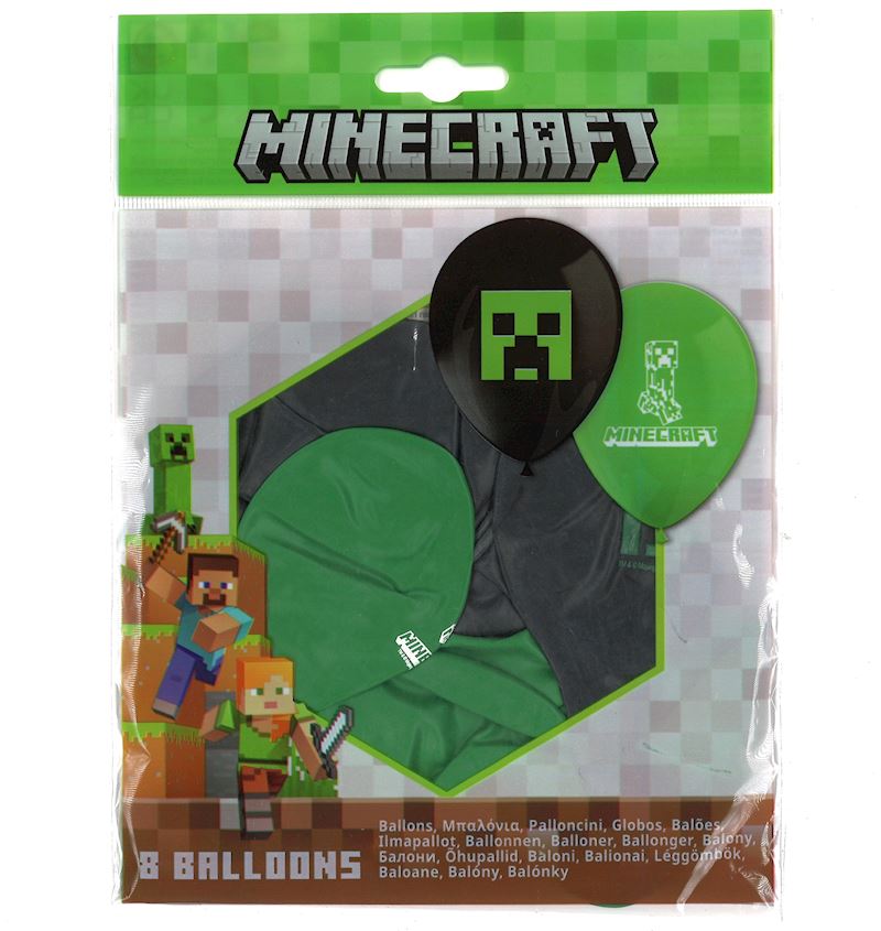 Partyballone Minecraft 8 Stk. 2 sort. aus Latex