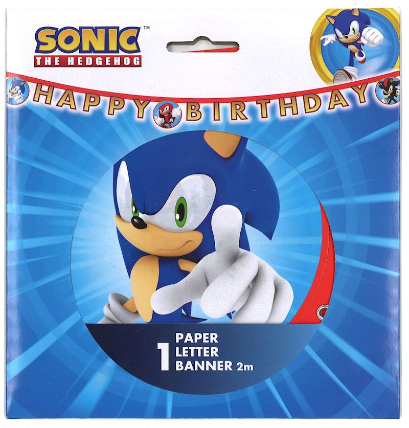 Girlande Happy Birthday 2 m Sonic, aus Karton
