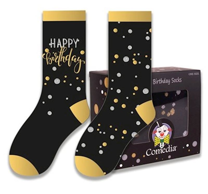 Chaussettes d'anniversaire Happy Birthday or, 2 paires