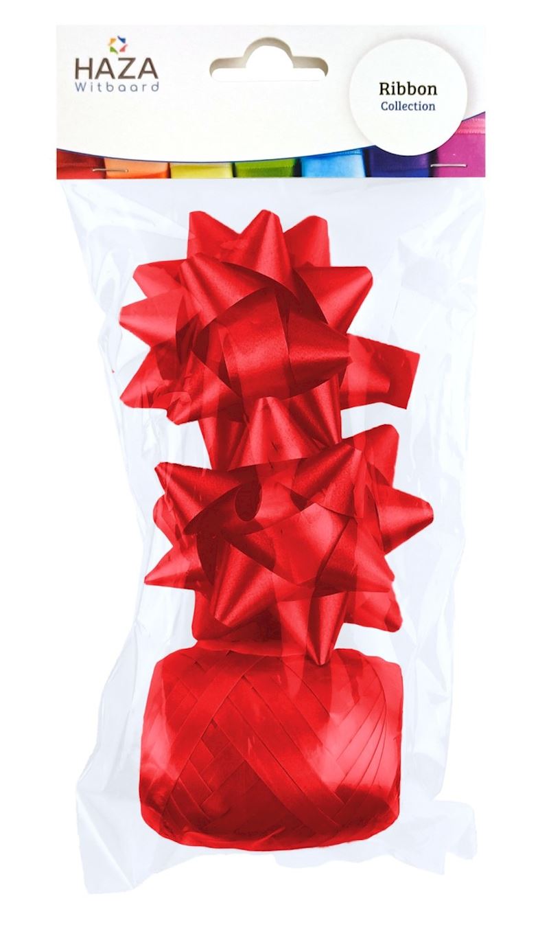 Polyband Geschenk Set, rot 2 Schleifen, 1 Rolle
