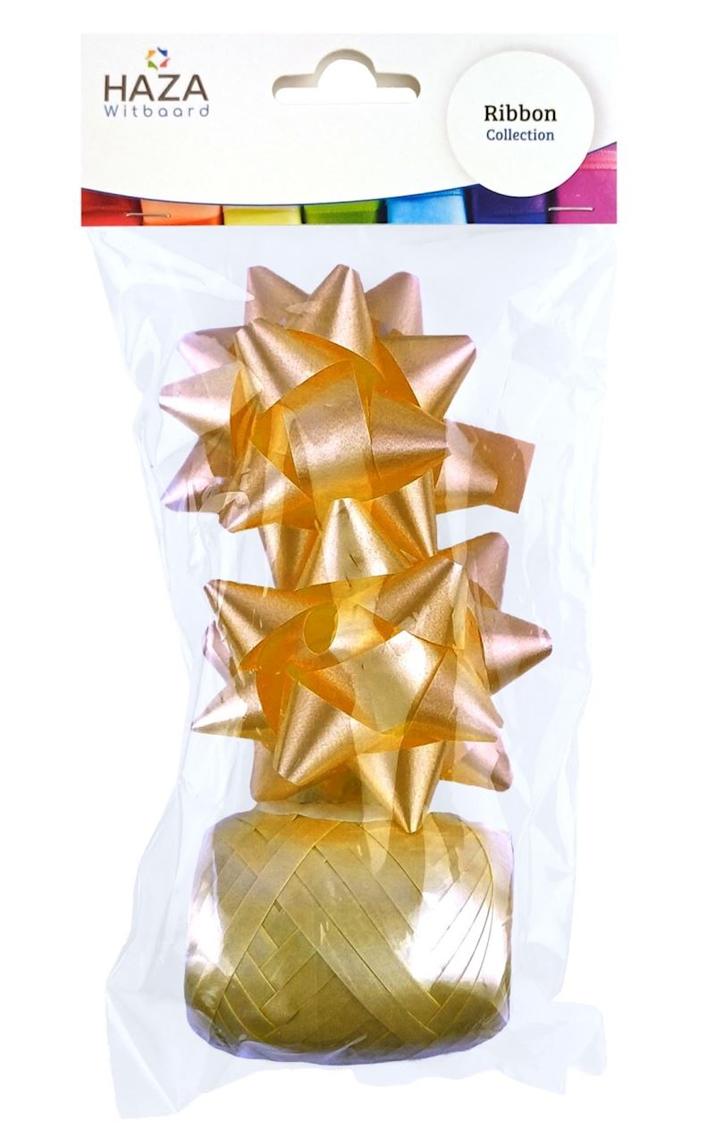 Polyband Geschenk Set, gold 2 Schleifen, 1 Rolle