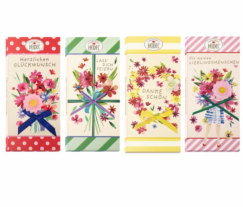 Barre de chocolat 100 g 4 D salutations florales 4 motifs