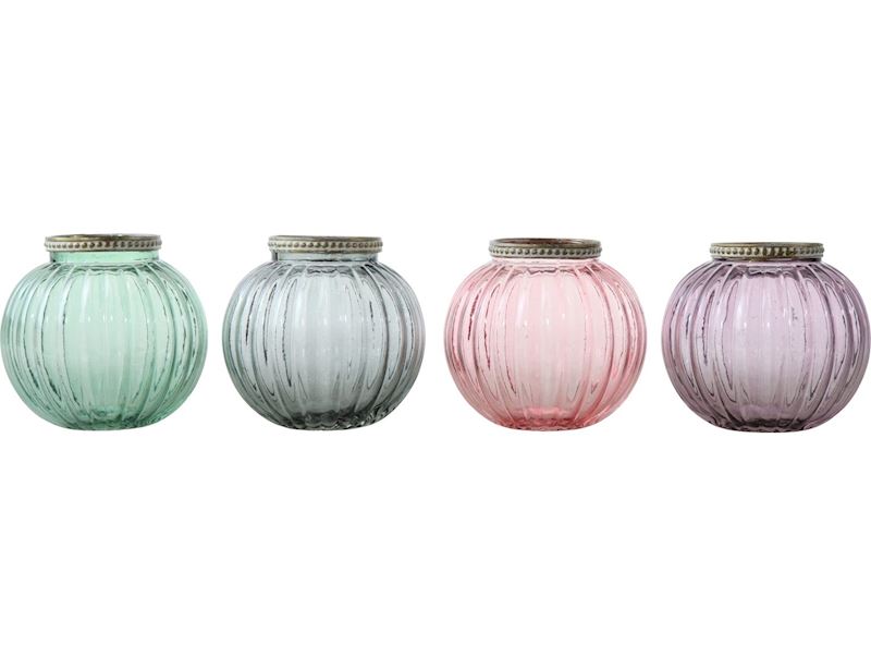 Blumenvase 4 Farben sort. 9x10 cm