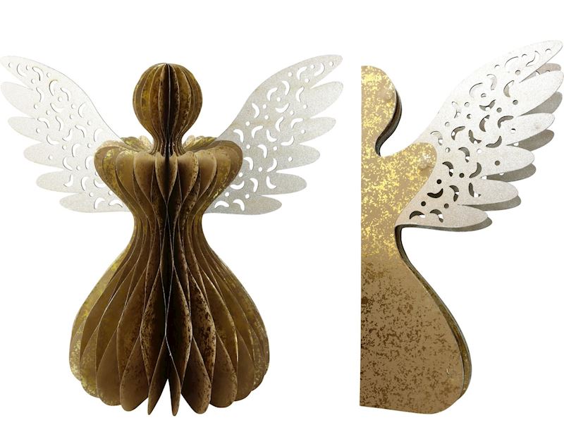 Ange déco en papier avec ailes blanc