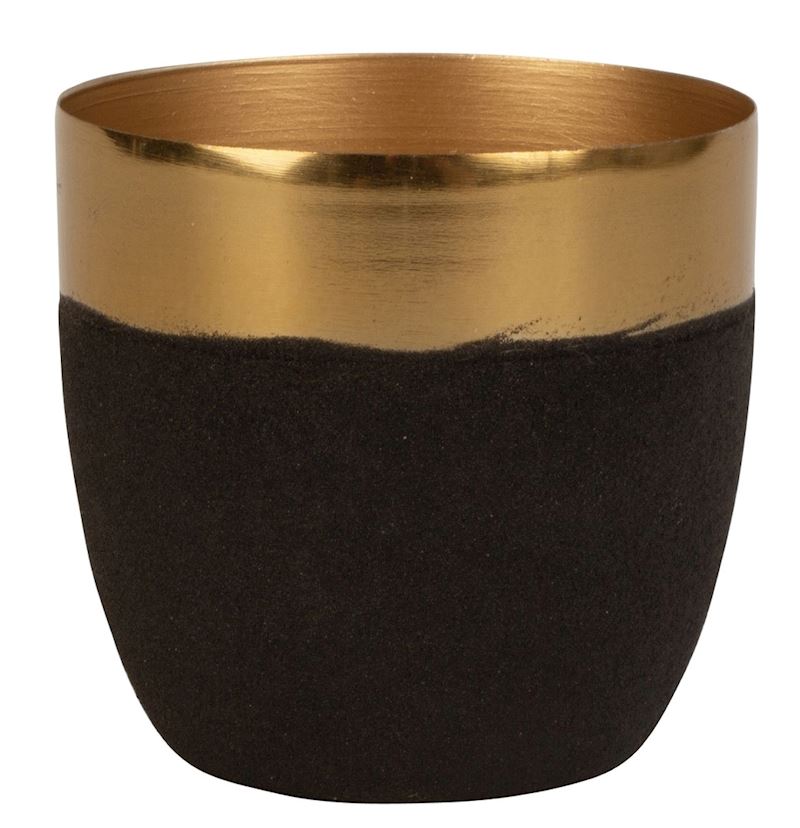 Metall Teelichthalter schwarz gold, 7.5 cm