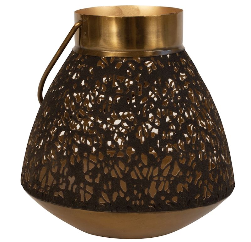 Metall Laterne schwarz gold 20 cm