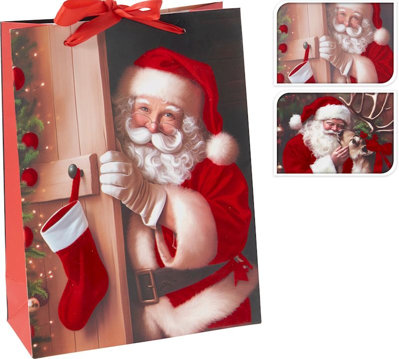Sac de cadeau Père Noël 26x32 cm 2 ass.