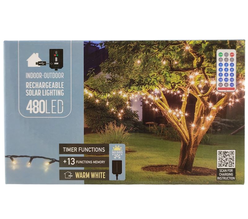 Lichterkette 480 LED Solar warmweiss, 21 m, mit Timer