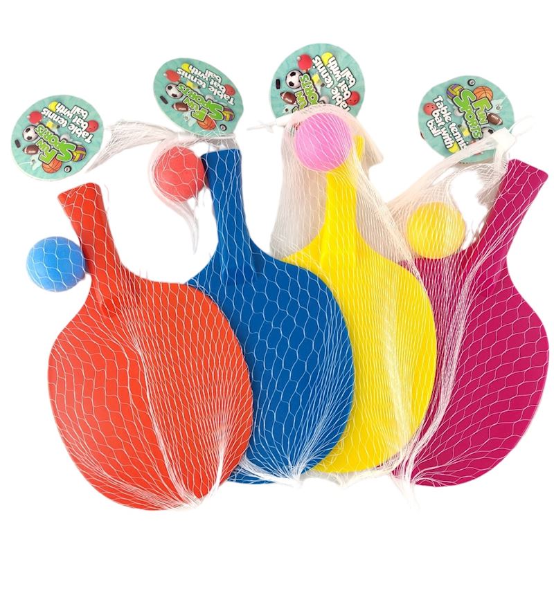 Tischtennisschläger mit Ball 4 Farben sort.