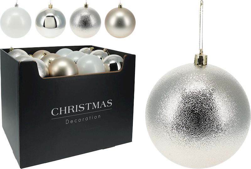 Weihnachtskugel 10 cm silber 4 sort.