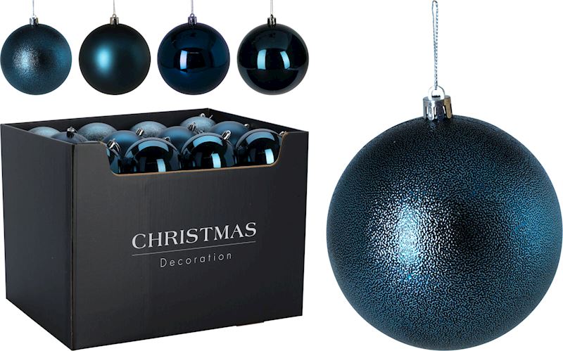 Weihnachtskugel 10 cm,  blau 3 sort.