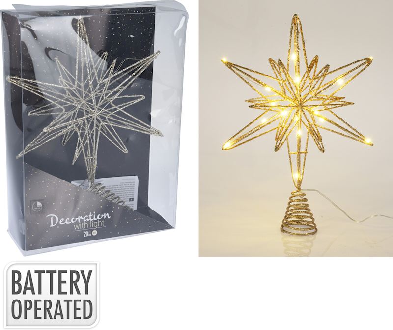 Tannenbaum Spitze mit LED 33 cm gold