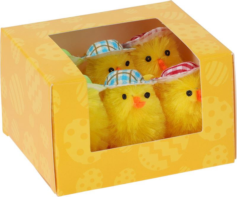 Chenille Küken gelb 6er Set 5 cm 3 sort.