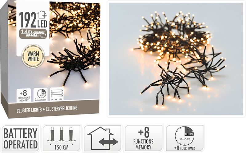 Lichterkette 192 LED warmweiss 1.4 m, mit Timer