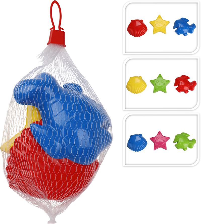 Strandspielzeug im Netz 3 Sandförmli div. Farben
