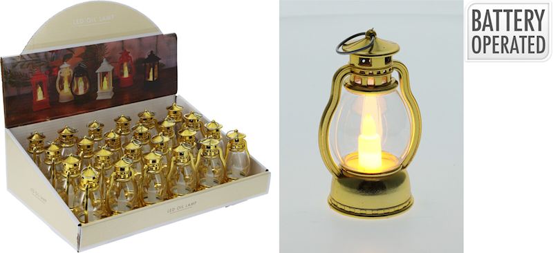 Oel Lampe mit Kerze gold 9 cm warmweiss