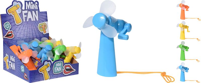 Handventilator an Schnur mit Kurbel 4 Farben