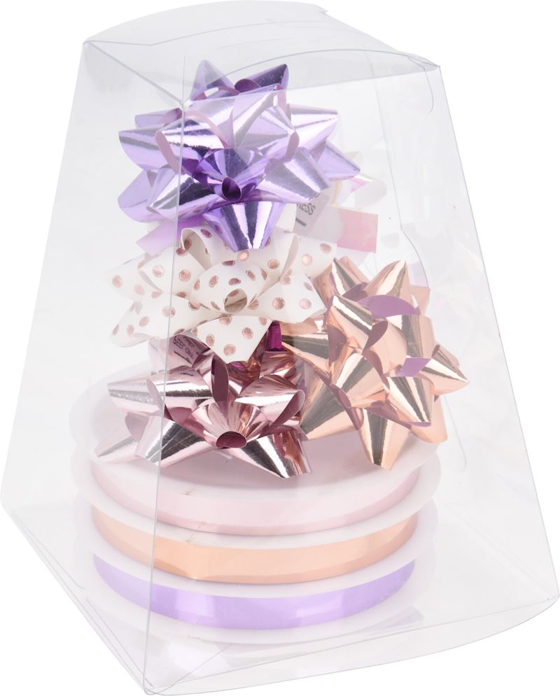 Geschenkschleifen/Band Set rosa/violett 9tlg.