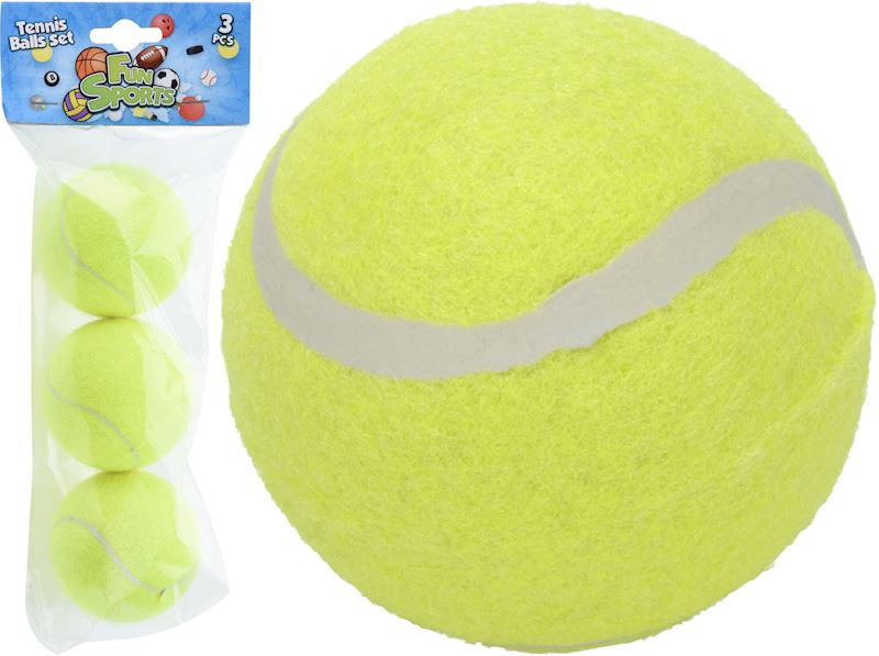 Tennisball 3er Set gelb 6 cm 
